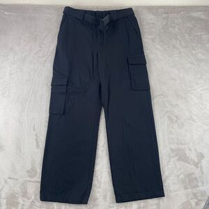 Tna Supply Cargo Pants Women Large (32x30) Black Belted Wide Leg Baggy Fit‎